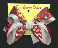 red metallic silver chevron on white